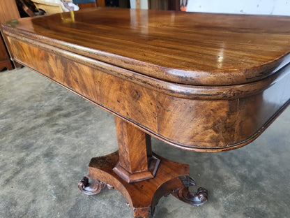 Antique Victorian pedestal fold over dining work table seat 4 desk