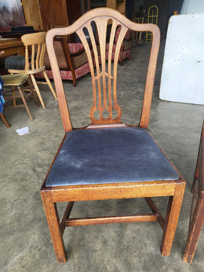 Four 4 antique Georgian mixed dining chairs drop in seats