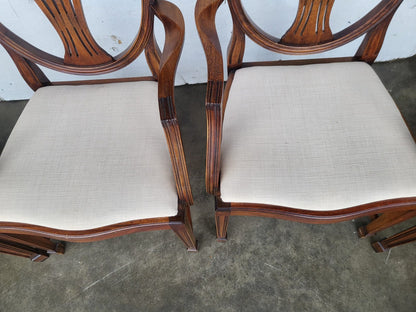 Antique repro six shield back dining chairs 2x carvers cream
