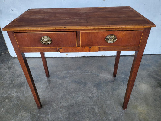 Antique Edwardian small 2 drawer writing hall table desk