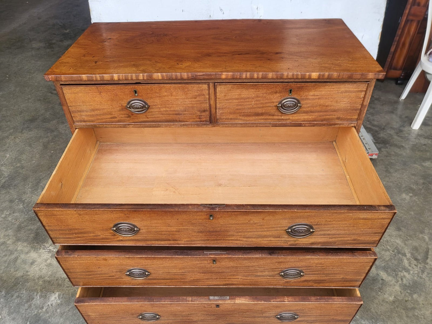 Antique Edwardian 2 over 3 chest of drawers bracket feet