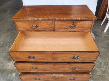 Antique Edwardian 2 over 3 chest of drawers bracket feet