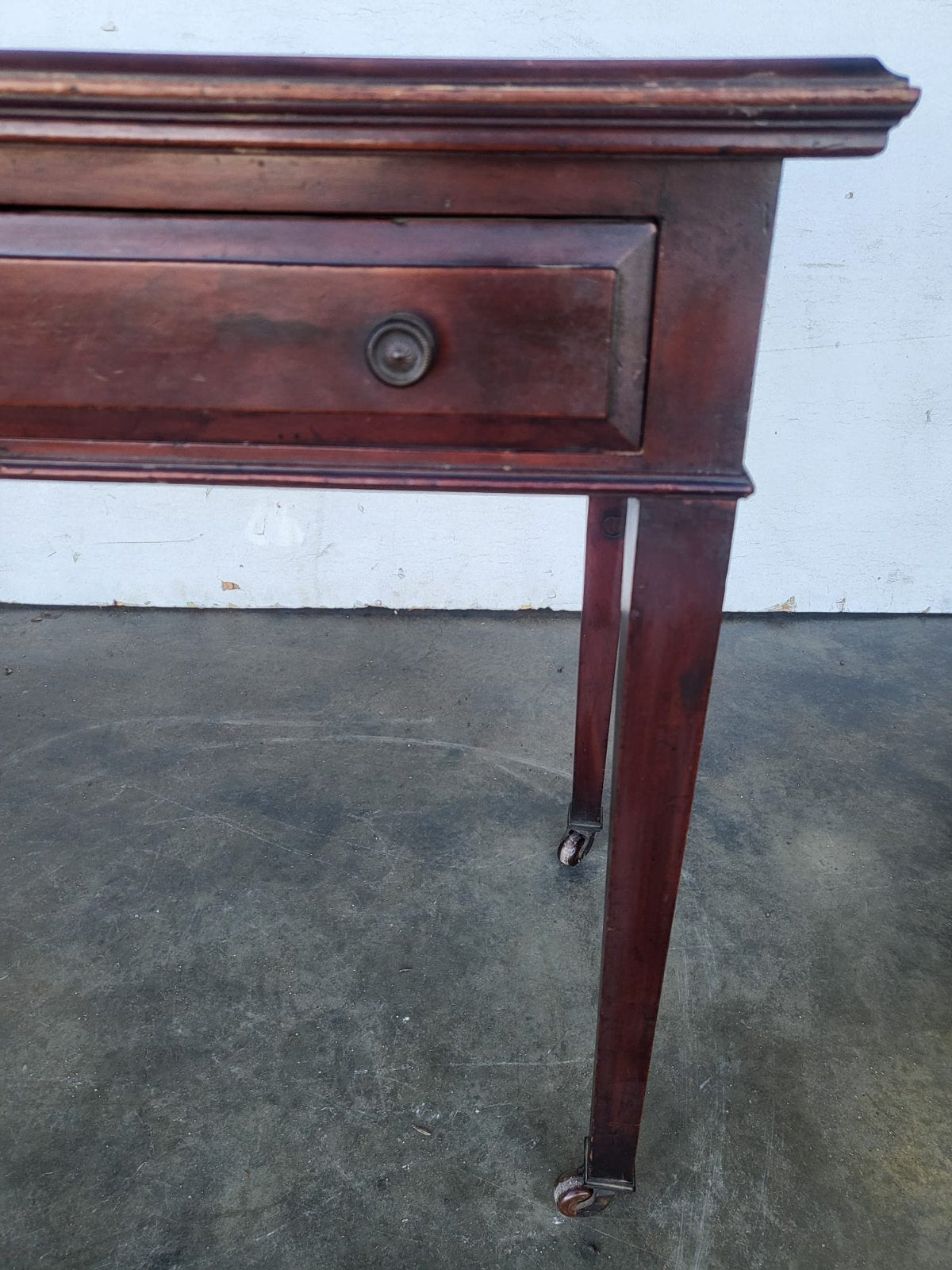 Antique Victorian single drawer writing hall table desk castors