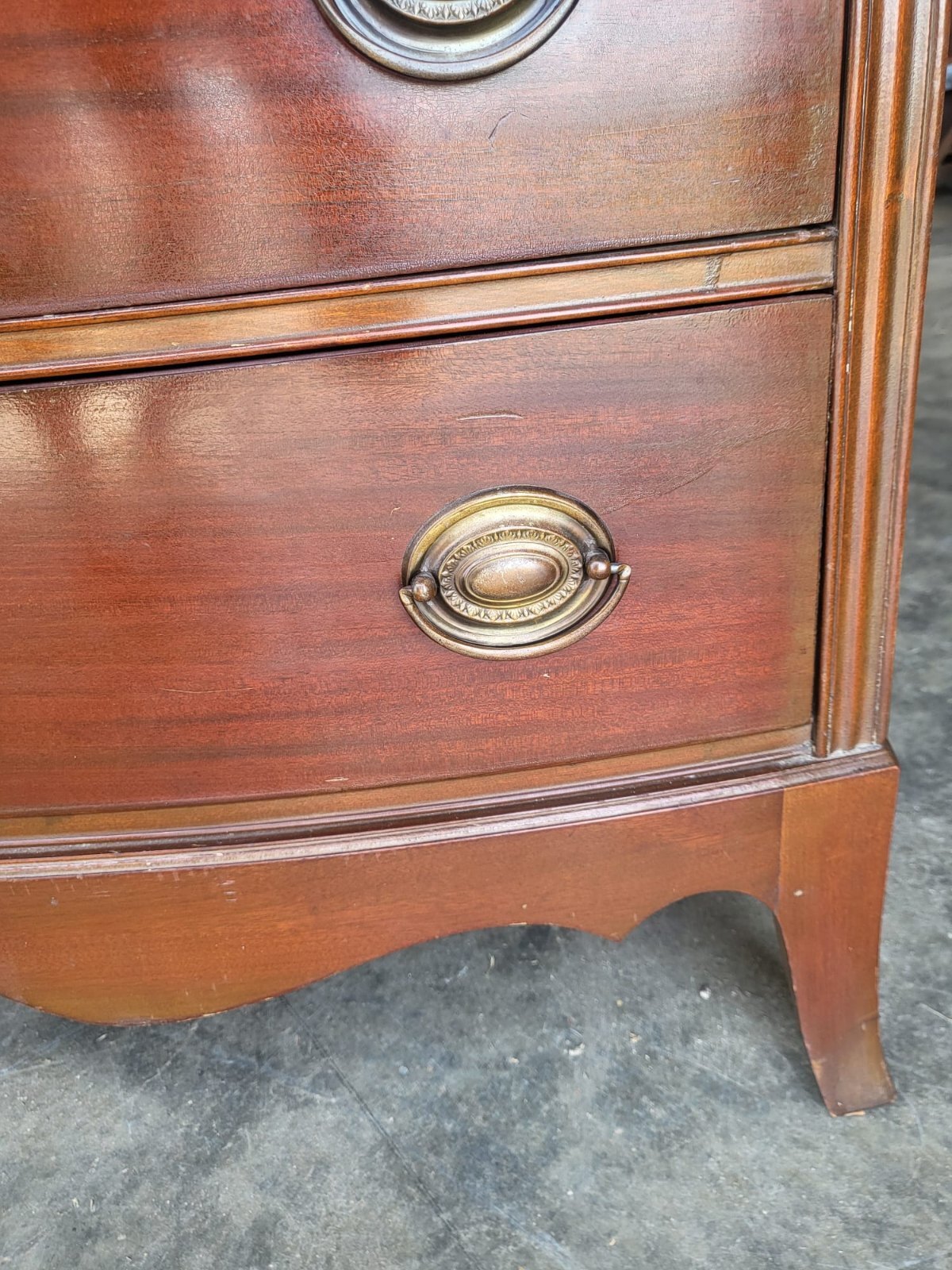 Antique repro bow front chest on chest chest of drawers splayed legs