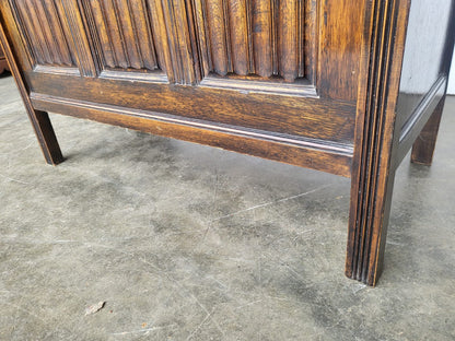 Vintage small panelled oak blanket storage bed end coffer trunk