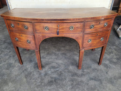 Antique Georgian bow front 4 drawer sideboard cabinet tapered legs