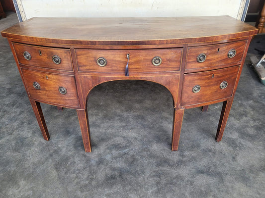 Antique Georgian bow front 4 drawer sideboard cabinet tapered legs