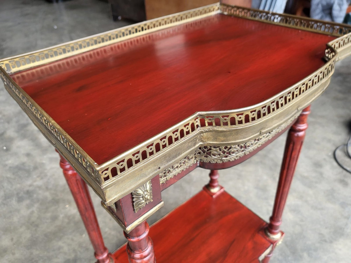 Vintage French 2 tier side end table brass gallery