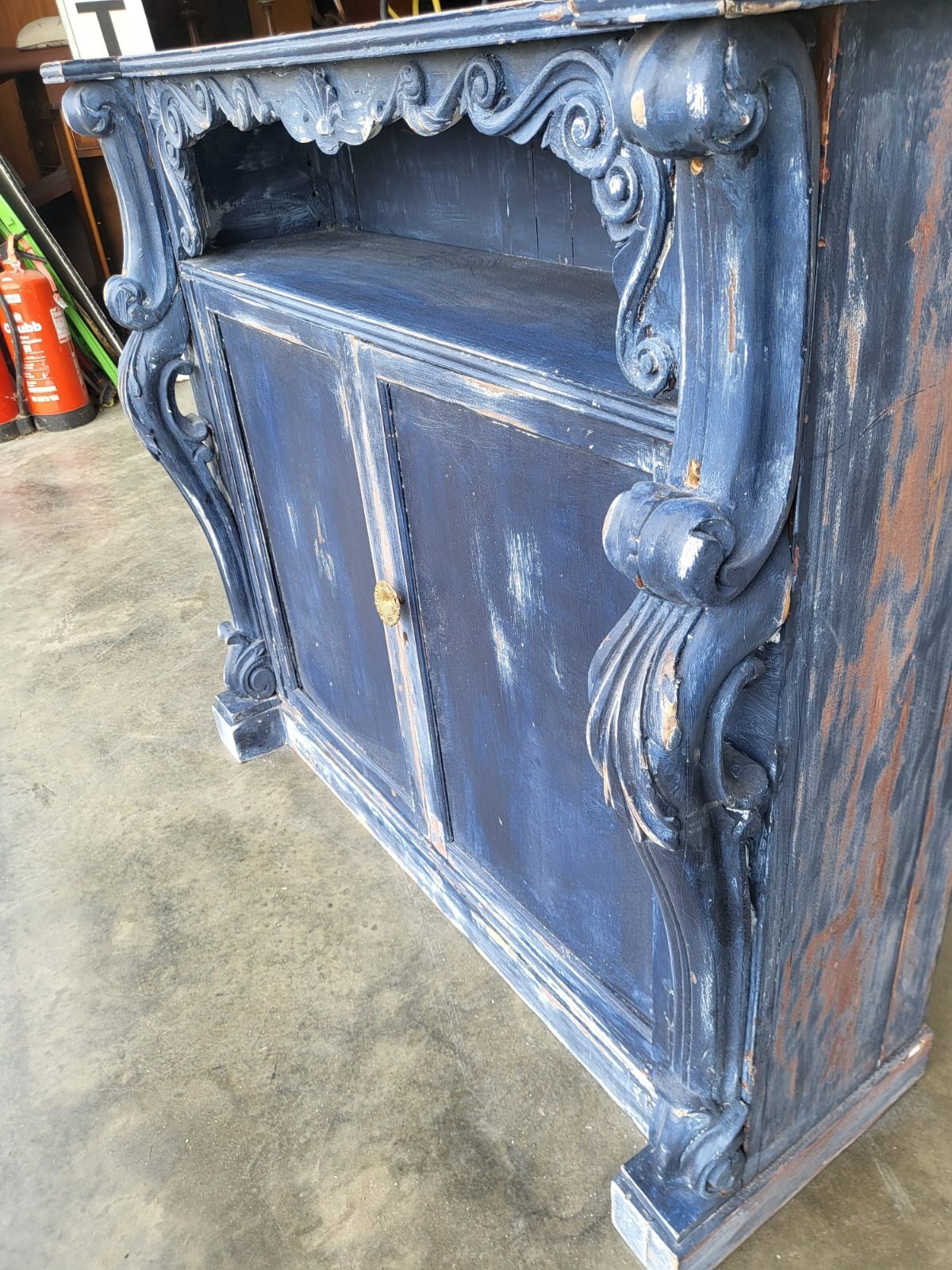 Antique painted small sideboard cupboard chiffonier