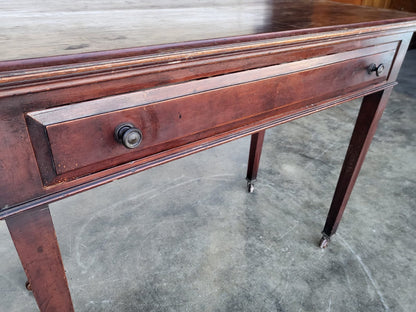 Antique Victorian single drawer writing hall table desk castors