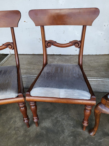 4 x antique Victorian mixed dining chairs drop in seats