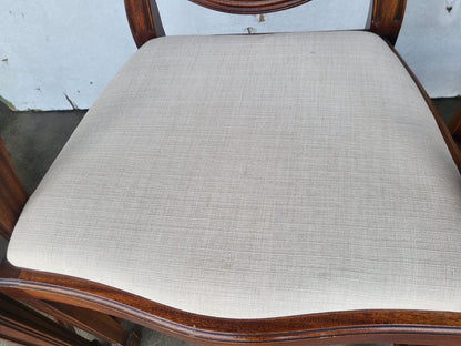 Antique repro six shield back dining chairs 2x carvers cream