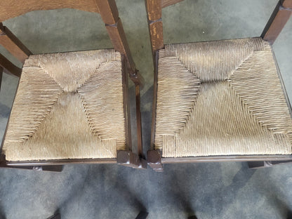Six rush seat bar back dining chairs cottage style