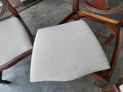 Antique repro six shield back dining chairs 2x carvers cream