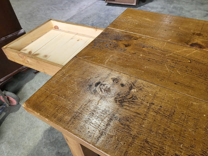Large rustic pine dining table seat 10 two drawers square legs