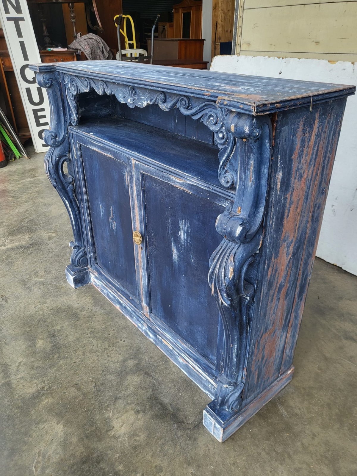 Antique painted small sideboard cupboard chiffonier