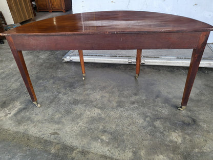 Antique Victorian large demi lune table hall side end desk