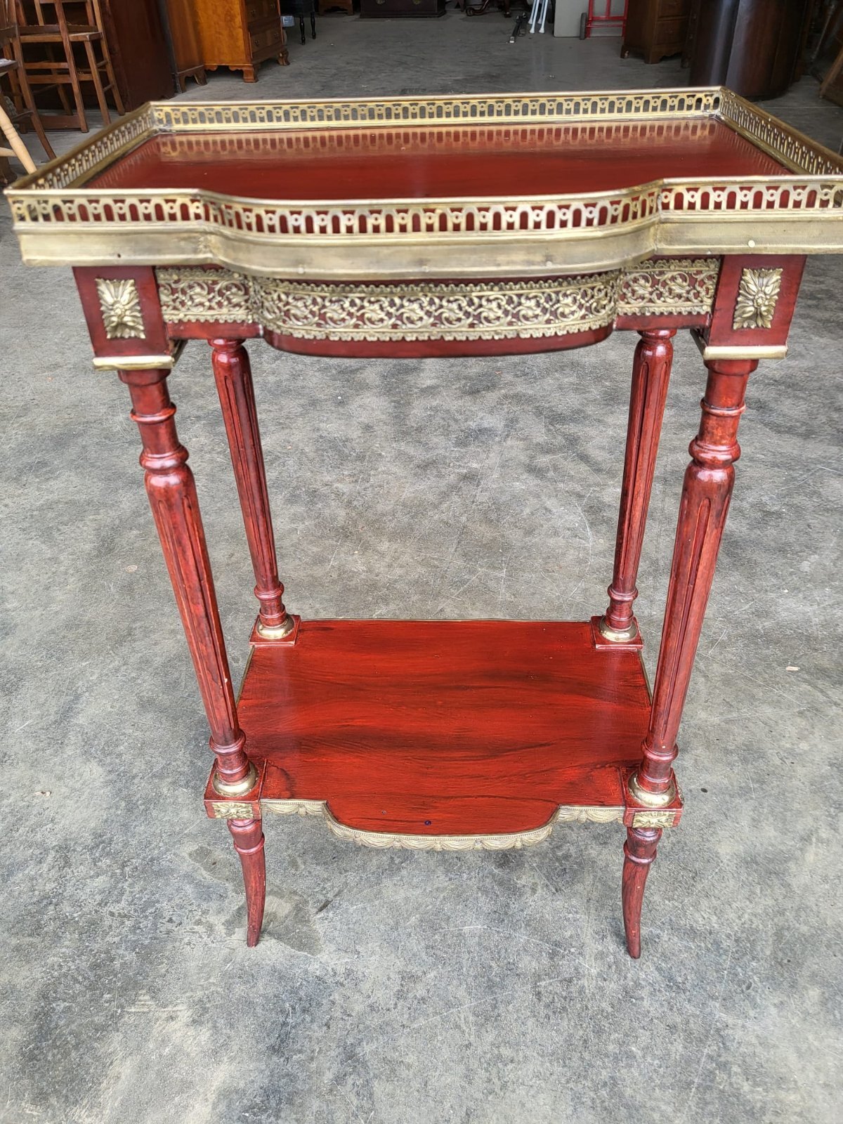 Vintage French 2 tier side end table brass gallery