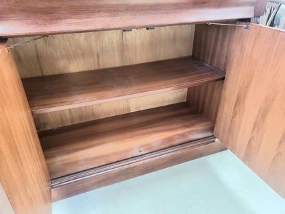 Antique repro mahogany glazed bookcase cabinet drawer shelves