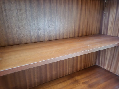 Antique repro mahogany glazed bookcase cabinet drawer shelves