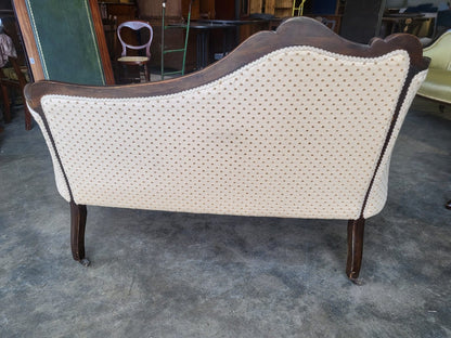 Antique Edwardian small 2 seat parlour sofa cabriole legs castors