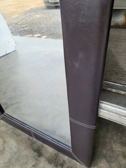 Large tall freestanding mirror leather faux ?  frame 6'x7"x3'