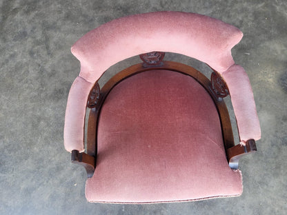 Antique Victorian open bedroom tub chair cabriole legs castors