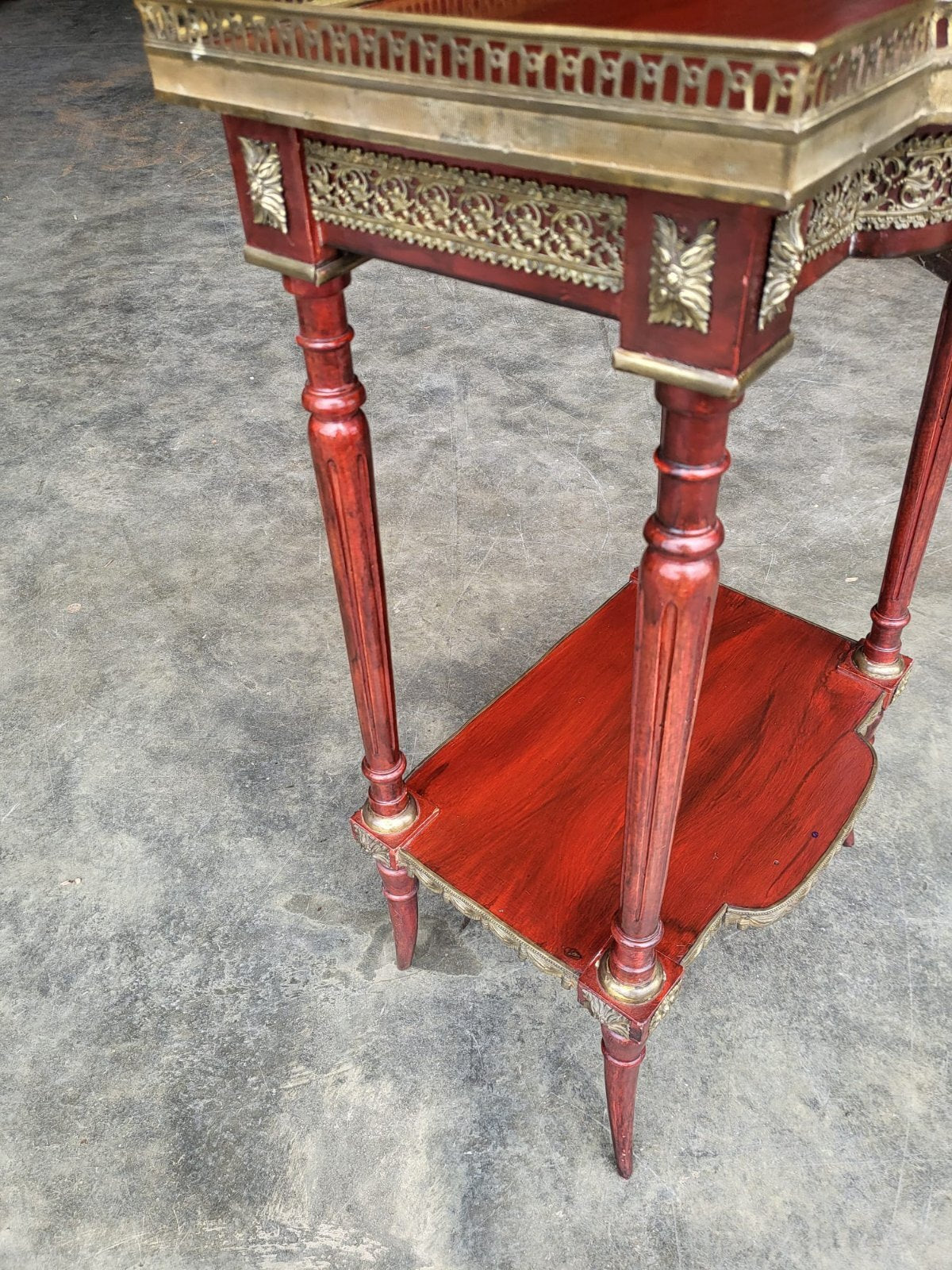 Vintage French 2 tier side end table brass gallery