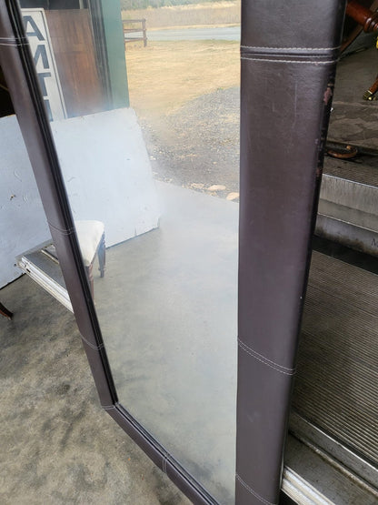 Large tall freestanding mirror leather faux ?  frame 6'x7"x3'