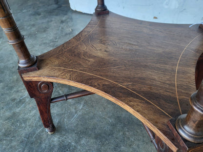 Antique Victorian Rosewood octagonal inland 2 tier side lamp occasional table