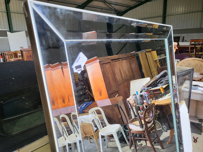 Large freestanding rectangular mirror mirrored glass frame