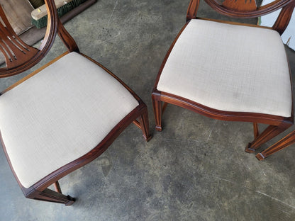 Antique repro six shield back dining chairs 2x carvers cream