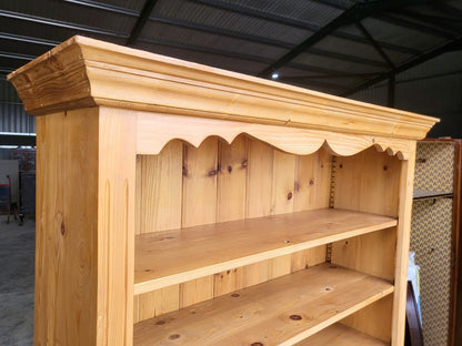 Large pine open bookcase adjustable shelves 2 drawers