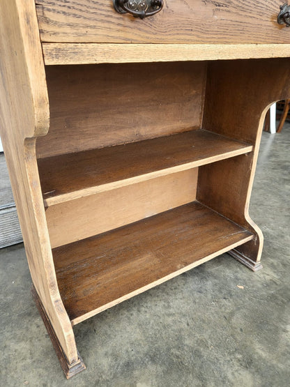 Antique Edwardian small oak roll top students bureau desk