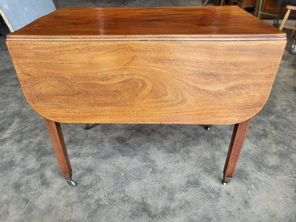 Antique Victorian drop leaf Pembroke dining occasional table drawer