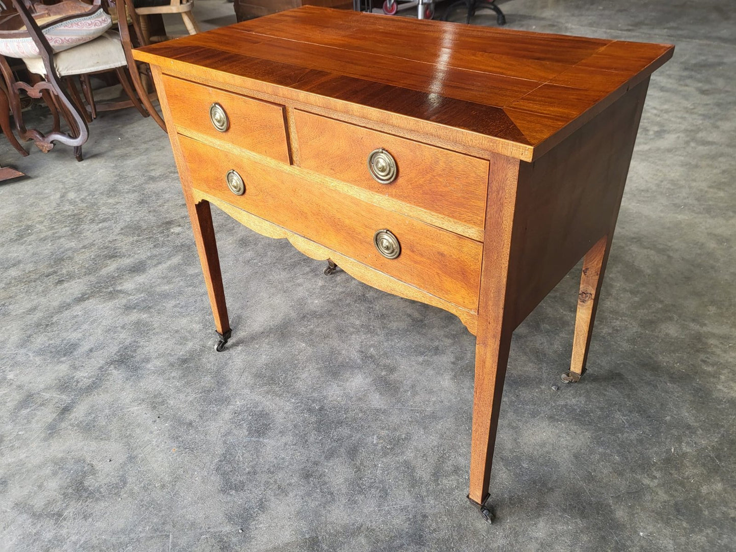 Antique Edwardian low boy sideboard hall table server drawers