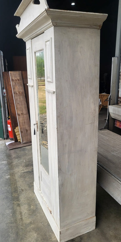Antique Edwardian single painted wardrobe mirrored door