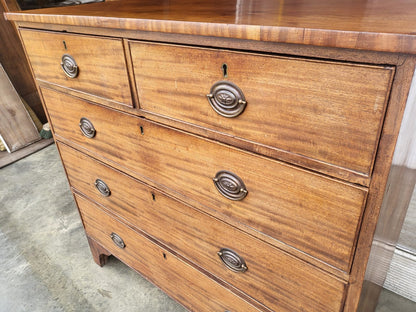 Antique Edwardian 2 over 3 chest of drawers bracket feet