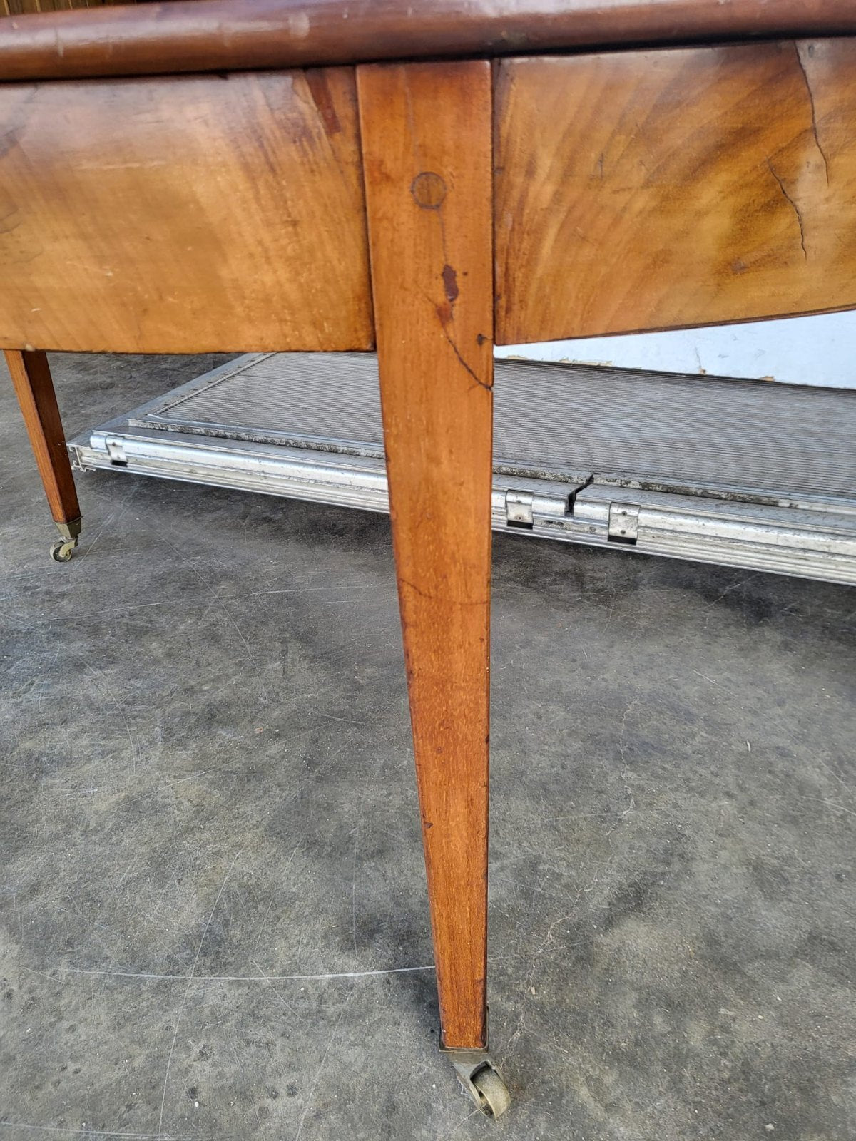 Antique Victorian large demi lune table hall side end desk