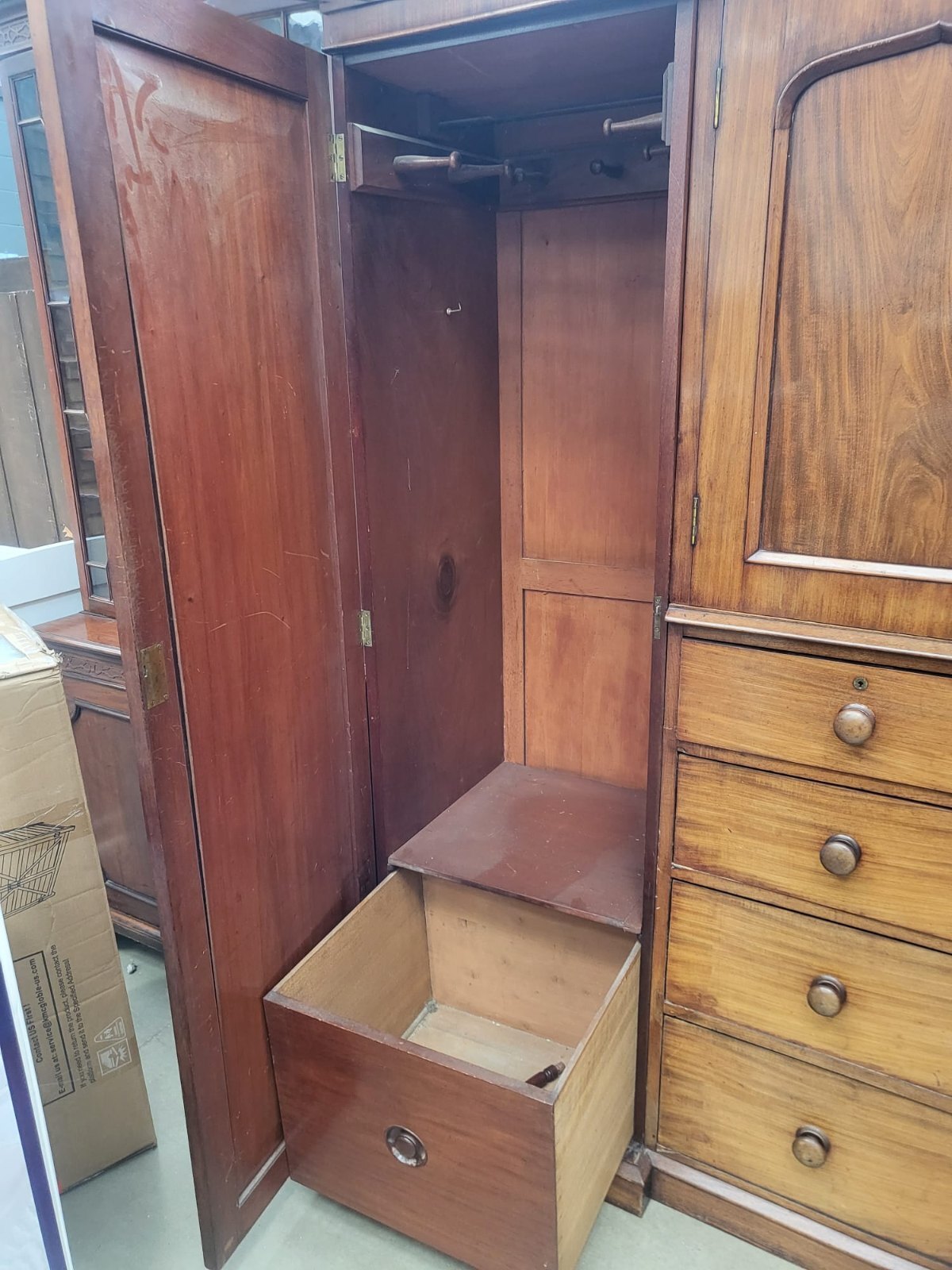 Antique Victorian breakdown compactum wardrobe drawers cupboard