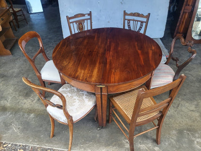 Antique Georgian mahogany round dining table 2xD end tables seat 6
