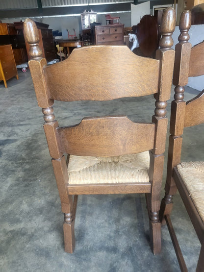 Six rush seat bar back dining chairs cottage style