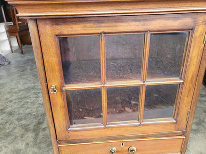 Antique Victorian tall glazed side end cabinet drawers cabriole legs