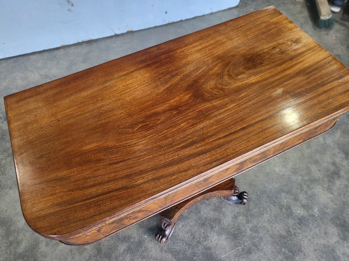 Antique Victorian pedestal fold over dining work table seat 4 desk