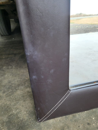 Large tall freestanding mirror leather faux ?  frame 6'x7"x3'