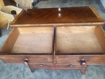 Antique Victorian 2 over 3 chest of drawers splayed legs knob handles
