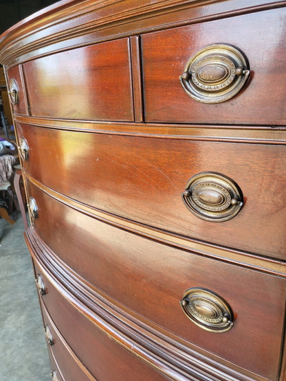 Antique repro bow front chest on chest chest of drawers splayed legs