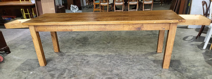 Large rustic pine dining table seat 10 two drawers square legs