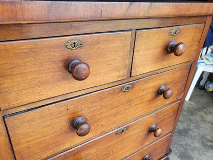 Antique Victorian 2 over 3 chest of drawers knob handles