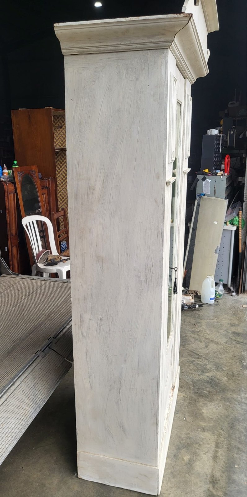 Antique Edwardian single painted wardrobe mirrored door